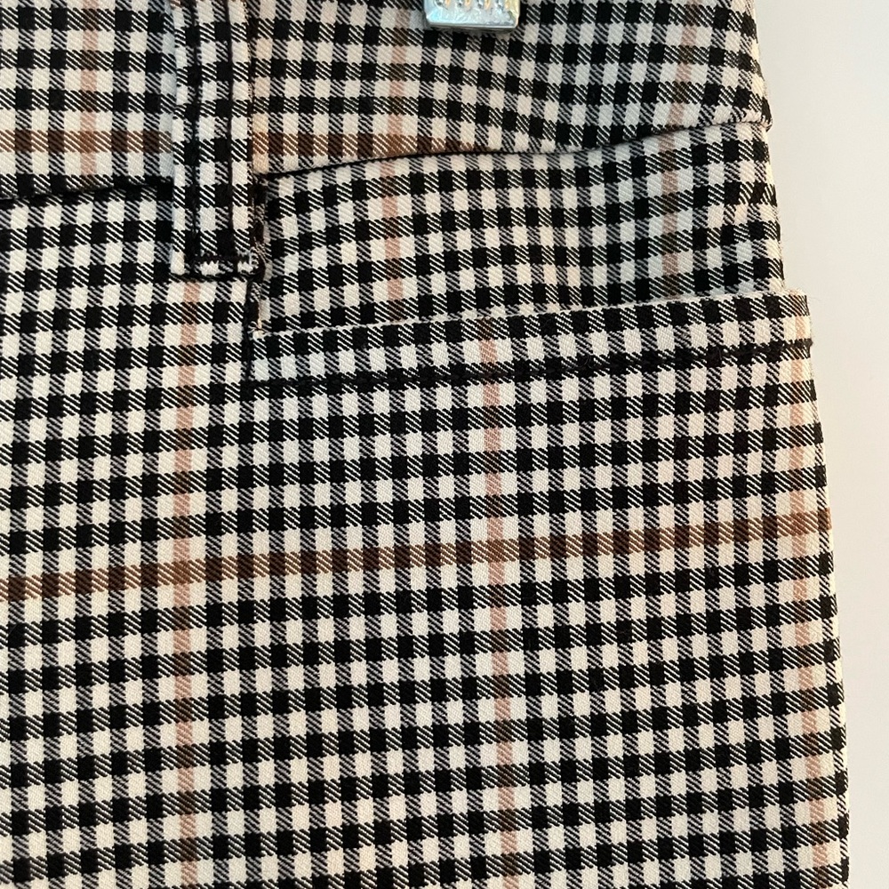 Talbots Black and White Plaid Slacks with Brown Accents
